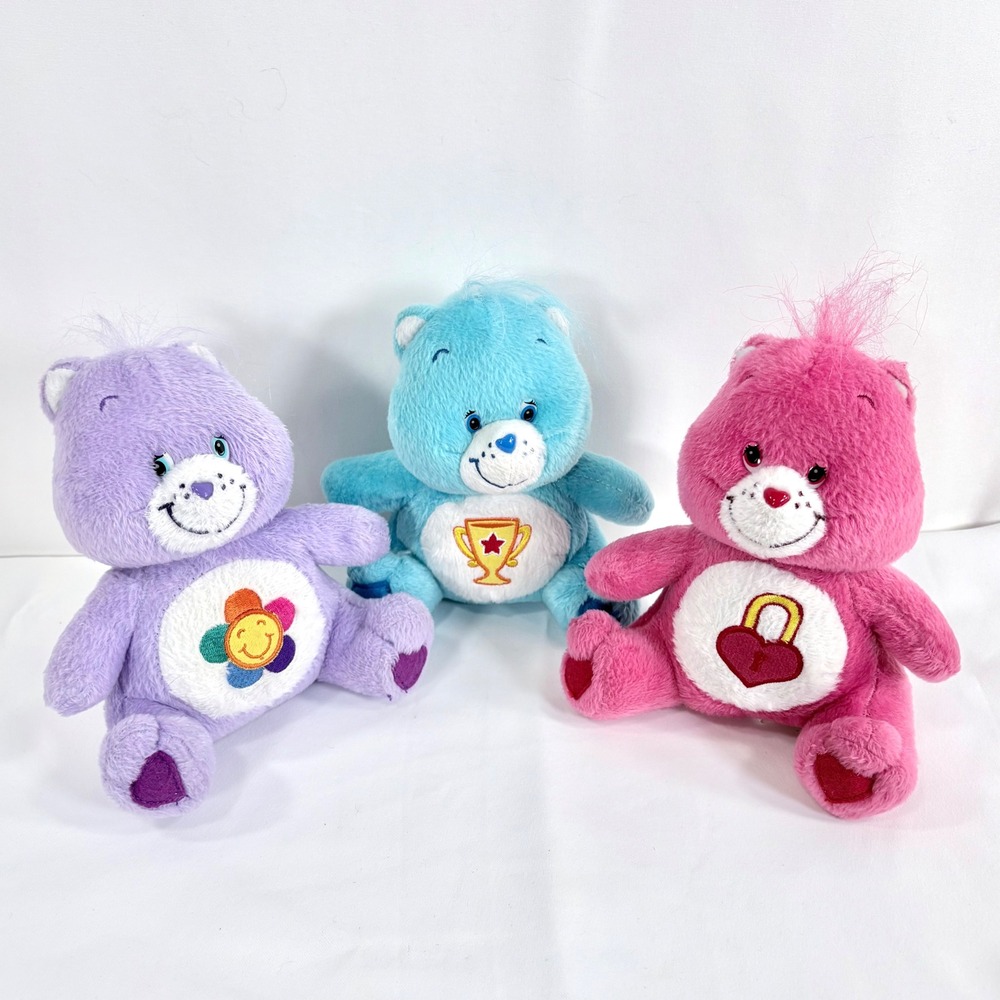 Care Bears Plush Lot Purple Blue Pink Harmony Champ Secret 2004 Nancy Sales